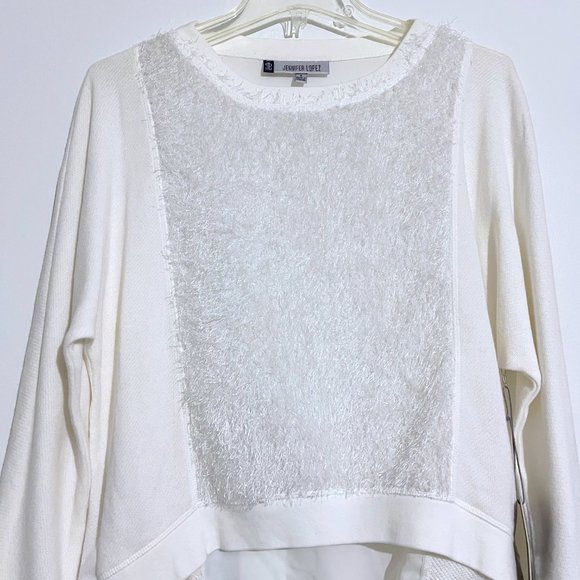 Jennifer Lopez Faux Fur Mixed Media Sweatshirt - Picture 7 of 12